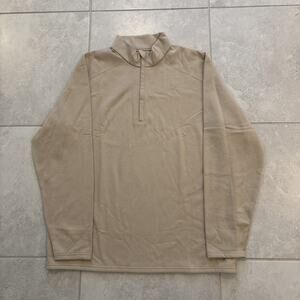 DriFire Men's 1/4 Zip Pullover Sweatshirt Mock Neck Long Sleeve Size Large Cream